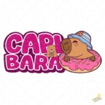 Vector Carpincho Capybara con Flotador de Dona y Sombrero para Sublimación