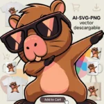 Vector Carpincho Capybara haciendo el Paso Dab con Gafas para Sublimación