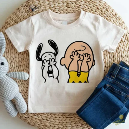 Vector Charlie Brown y Snoopy Tapándose los Ojos para Sublimación