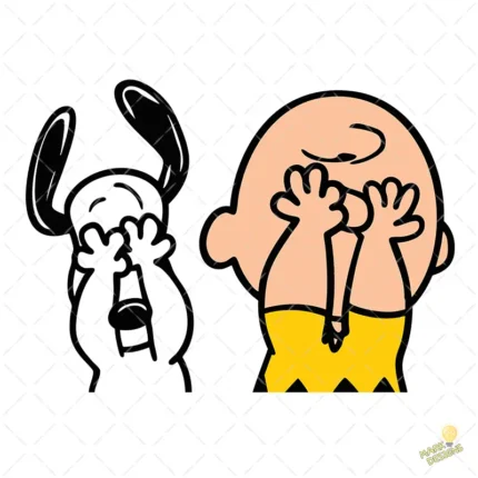 Vector Charlie Brown y Snoopy Tapándose los Ojos para Sublimación