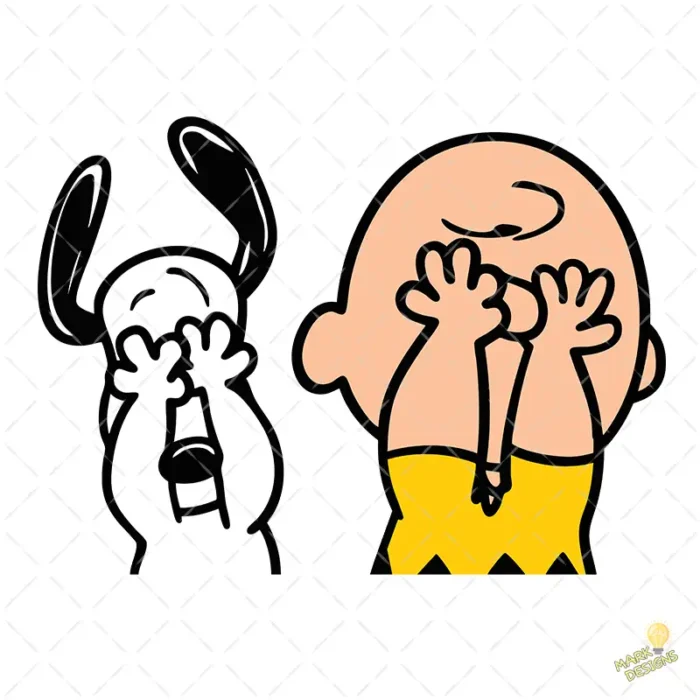 Vector Charlie Brown y Snoopy Tapándose los Ojos para Sublimación