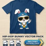 Vector Conejo Hip Hop Rapero con Gafas de Sol para Sublimación