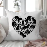 Vector Corazón de Gatos Siluetas Variadas para Sublimación