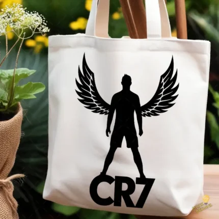 Vector Cristiano Ronaldo CR7 Silueta con Alas para Productos Personalizados