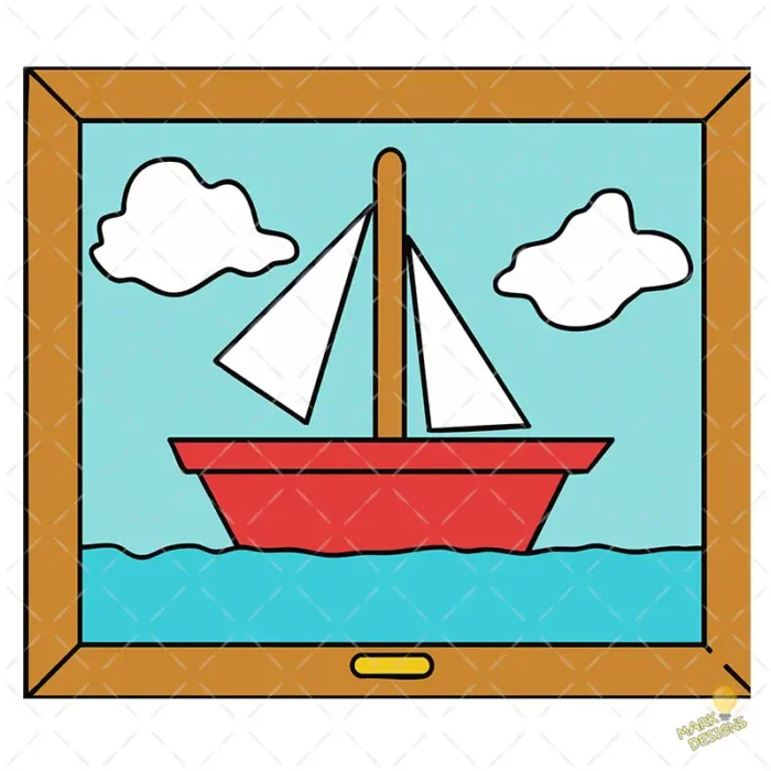 Vector Cuadro Velero Simpson Diseño Decorativo Minimalista