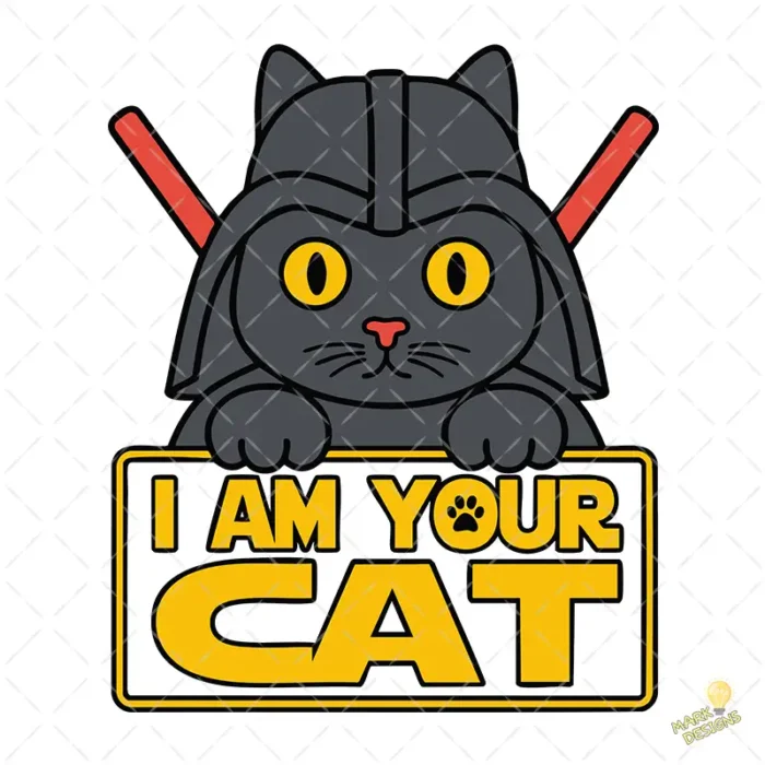 Vector Darth Vader Gato I Am Your Cat Parodia para Sublimación