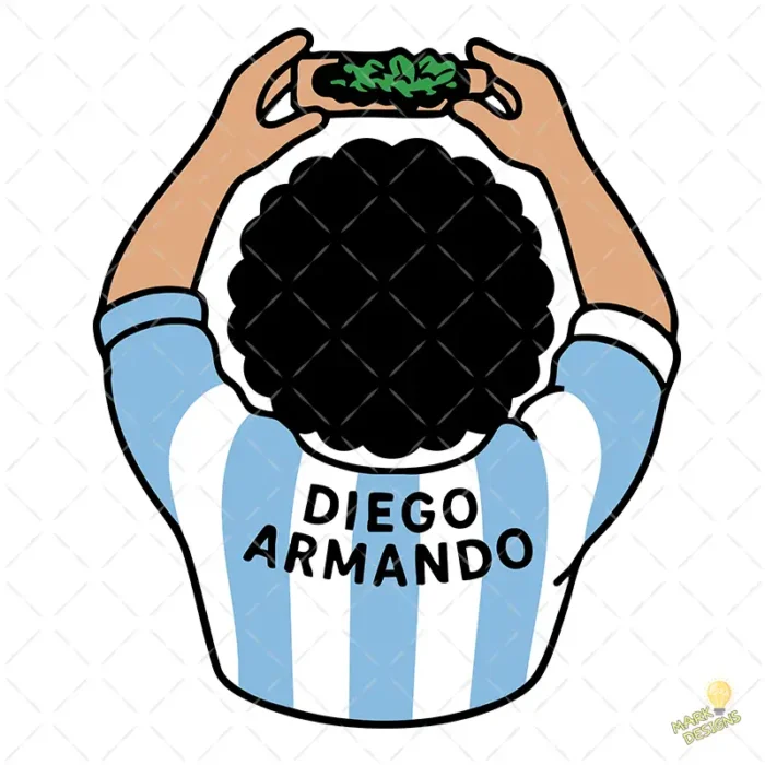 Vector Diego Maradona Ilustración Popular Argentina para Sublimación