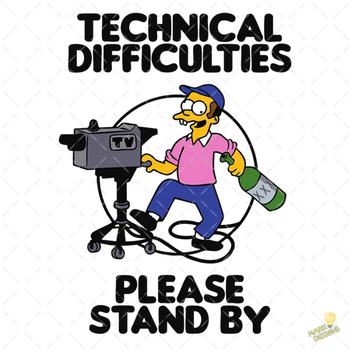 Vector Dificultades Técnicas Simpson Humor Retro