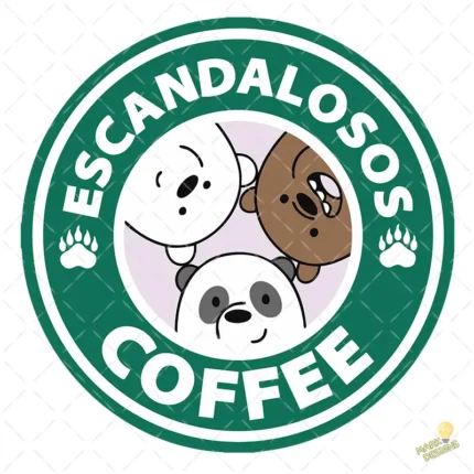 Vector Escandalosos Coffee Isologotipo Circular para Sublimación y Tazas