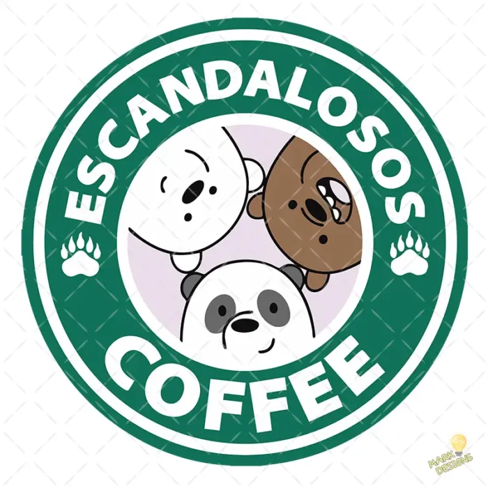 Vector Escandalosos Coffee Isologotipo Circular para Sublimación y Tazas