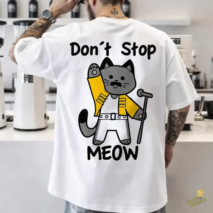 Vector Freddie Mercury Gato "Don't Stop Meow" para Sublimación