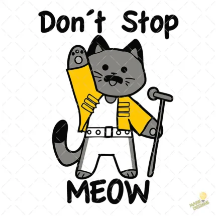 Vector Freddie Mercury Gato "Don't Stop Meow" para Sublimación