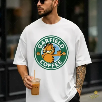 Vector Garfield Coffee Parodia Starbucks para Sublimación de Camisetas
