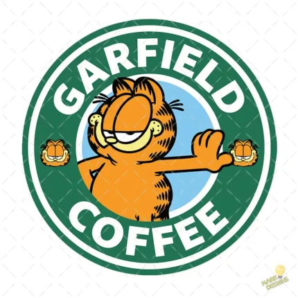 Vector Garfield Coffee Parodia Starbucks para Sublimación de Camisetas