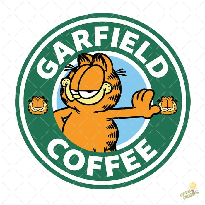 Vector Garfield Coffee Parodia Starbucks para Sublimación de Camisetas