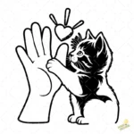 Vector Gatito y Mano Humana con Corazón para Sublimación