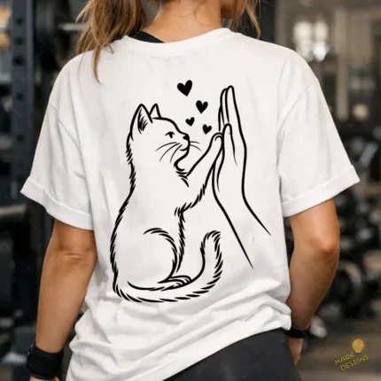 Vector Gato Chocando la Mano High Five para Sublimación