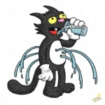 Vector Gato Snowball Bebiendo Agua Edición Humor