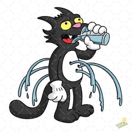 Vector Gato Snowball Bebiendo Agua Edición Humor