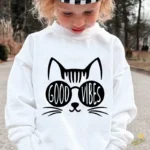 Vector Gato con Gafas Good Vibes para Sublimación y Camisetas