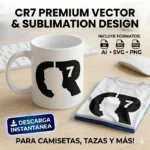 Vector Gratis Cristiano Ronaldo Logo CR7 Silueta Rostro para Sublimación