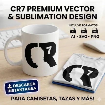 Vector Gratis Cristiano Ronaldo Logo CR7 Silueta Rostro para Sublimación