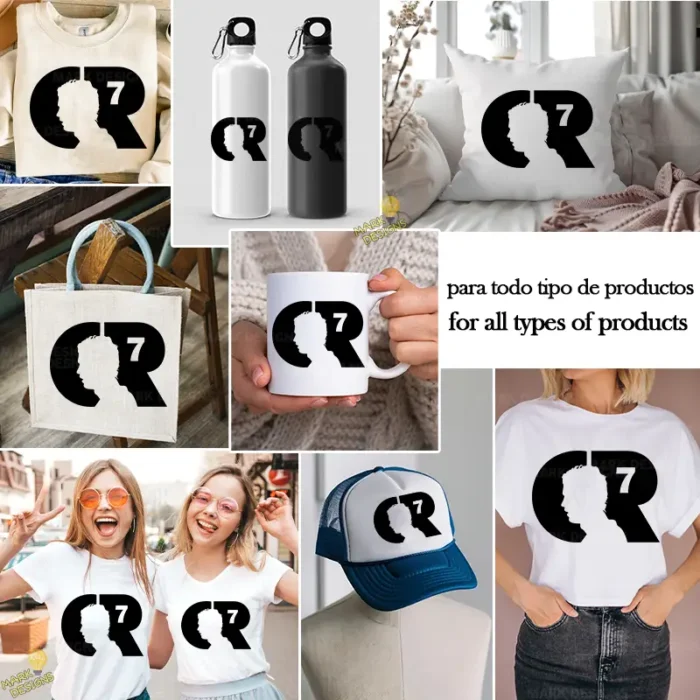 Vector Gratis Cristiano Ronaldo Logo CR7 Silueta Rostro para Sublimación