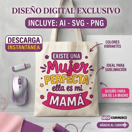 Vector Gratis Existe una Mujer Perfecta Mi Mamá para Sublimación