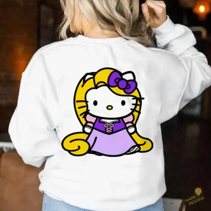 Vector Gratis Hello Kitty Rapunzel Princesa de Disney Mashup para Sublimación