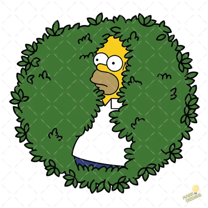 Vector Gratis Homero Escondido en Arbusto Estilo Meme