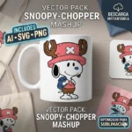 Vector Gratis Snoopy Tony Tony Chopper One Piece Anime Mashup para Sublimación