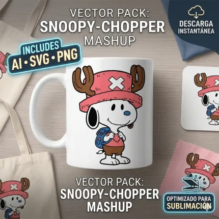 Vector Gratis Snoopy Tony Tony Chopper One Piece Anime Mashup para Sublimación