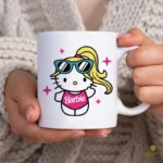 Vector Hello Kitty Barbie con Gafas de Sol y Traje de Baño para Sublimación