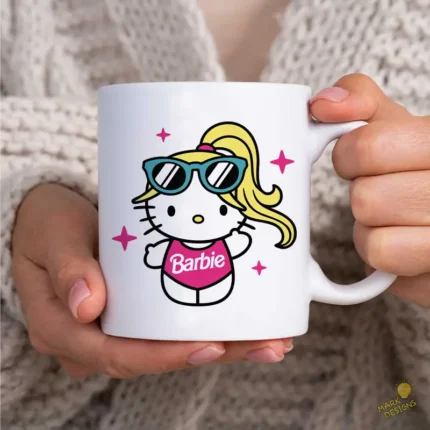 Vector Hello Kitty Barbie con Gafas de Sol y Traje de Baño para Sublimación