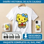 Vector Hello Kitty Bob Esponja Pantalones Cuadrados Fusión para Sublimación
