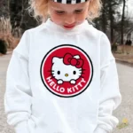Vector Hello Kitty Emblema Circular Rojo Asomada para Sublimación