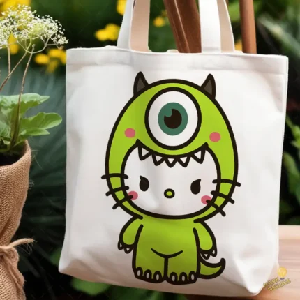 Vector Hello Kitty Mike Wazowski Monsters Inc Animación Mashup para Sublimación
