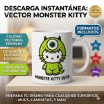 Vector Hello Kitty Mike Wazowski Monsters Inc Animación Mashup para Sublimación