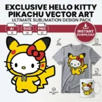 Vector Hello Kitty Pikachu Pokémon Fusión Colección para Sublimación