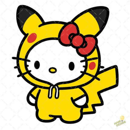 Vector Hello Kitty Pikachu Pokémon Fusión Colección para Sublimación