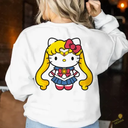Vector Hello Kitty Sailor Moon Traje Anime Mashup para Sublimación