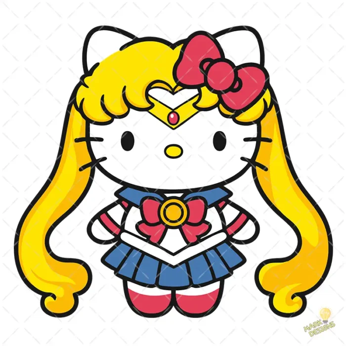 Vector Hello Kitty Sailor Moon Traje Anime Mashup para Sublimación