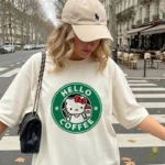 Vector Hello Kitty Starbucks Coffee Isologotipo Circular para Sublimación