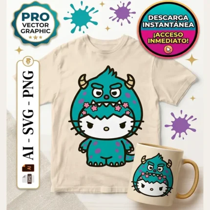 Vector Hello Kitty Sullivan Monsters Inc Animación Fusión para Sublimación