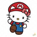 Vector Hello Kitty Super Mario Bros Gamer Mashup para Sublimación