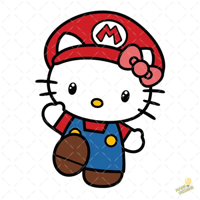 Vector Hello Kitty Super Mario Bros Gamer Mashup para Sublimación