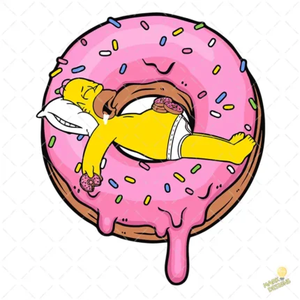 Vector Homero Durmiendo en Rosquilla Rosa Gigante