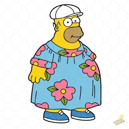 Vector Homer Simpson con Vestido Mumu Divertido