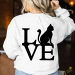 Vector LOVE con Silueta de Gato Minimalista para Sublimación