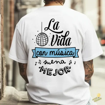 Vector La Vida con Música Suena Mejor con Bola Disco para Sublimar